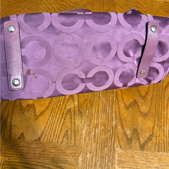 Coach Madison Sabrina Satchel Handbag in Purple Op Art *Flawed* - Picture 6 of 15